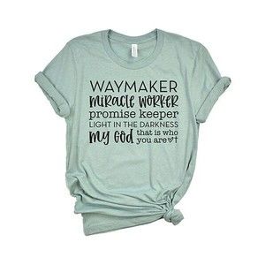 Waymaker Miracle Worker Promise Keeper My God Christian T-Shirt Small